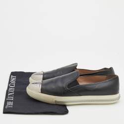 Miu Miu Black Leather Metal Cap Toe Slip On Sneakers Size 38