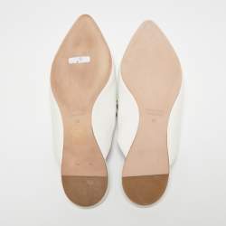 Miu Miu White Leather Crystal Embellished Mules Size 40