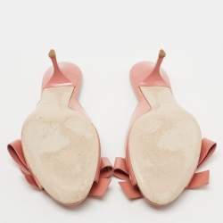 Miu Miu Peach Pink Patent Leather Bow Mules Size 39.5