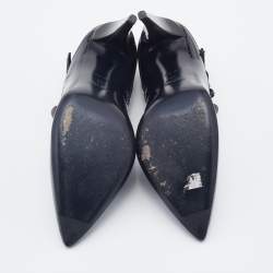 Miu Miu Grey/Black Patent Leather and Suede Bow Ankle Booties Size 38