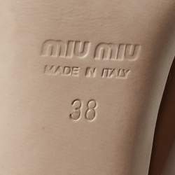 Miu Miu Brown Patent Leather Bow Peep Toe T-Bar Pumps Size 38