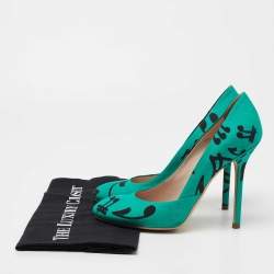 Miu Miu Green/Black Printed Fabric Pumps Size 39