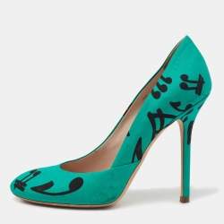 Miu Miu Green/Black Printed Fabric Pumps Size 39