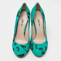 Miu Miu Green/Black Printed Fabric Pumps Size 39