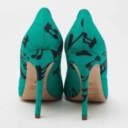Miu Miu Green/Black Printed Fabric Pumps Size 39