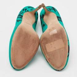 Miu Miu Green/Black Printed Fabric Pumps Size 39