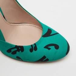 Miu Miu Green/Black Printed Fabric Pumps Size 39