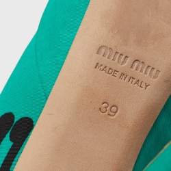 Miu Miu Green/Black Printed Fabric Pumps Size 39