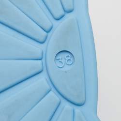 Pre Owned Miu Miu Light Blue Rubber Wavy Slippers Size 38