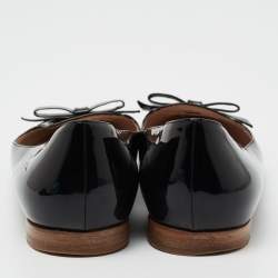 Pre Owned Miu Miu Black Patent Leather Bow Ballet Flats Size 38
