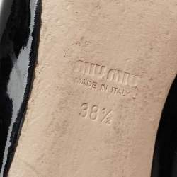 Pre Owned Miu Miu Black Patent Leather Bow Smoking Slippers Size 38.5