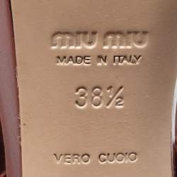 Pre Owned Miu Miu Metallic Bronze  Leather Ankle Strap Sandals Size 38.5