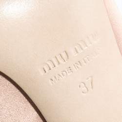Pre Owned Miu Miu Beige Satin Ankle Wrap Pointed Toe Pumps Size 37