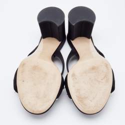Miu Miu Black Satin Crystal And Pearl Embellished Slide Sandals Size 38.5