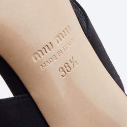 Miu Miu Black Satin Crystal And Pearl Embellished Slide Sandals Size 38.5