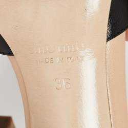 Miu Miu Black/Beige Leather Open Toe Ankle Strap Sandals Size 36