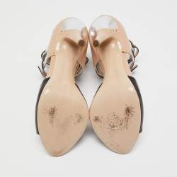 Miu Miu Black/Beige Leather Open Toe Ankle Strap Sandals Size 36