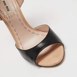 Miu Miu Black/Beige Leather Open Toe Ankle Strap Sandals Size 36