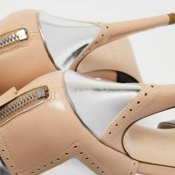 Miu Miu Black/Beige Leather Open Toe Ankle Strap Sandals Size 36