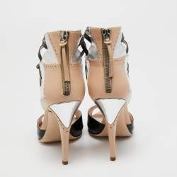 Miu Miu Black/Beige Leather Open Toe Ankle Strap Sandals Size 36