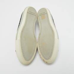 Pre Owned Miu Miu Metallic Grey Glitter Low Top Sneakers Size 38.5