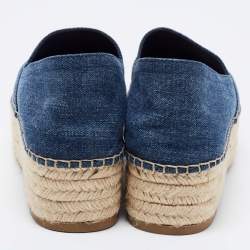 Pre Owned Miu Miu Blue Demin Platform Espadrille Flats Size 40
