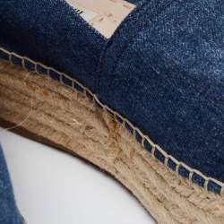 Pre Owned Miu Miu Blue Demin Platform Espadrille Flats Size 40