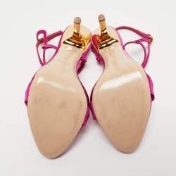 مملوكة مسبقًا Miu Miu Pink Satin Ankle Strap Sandals Size 39