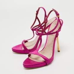 مملوكة مسبقًا Miu Miu Pink Satin Ankle Strap Sandals Size 39