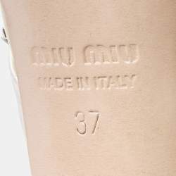 Pre Owned Miu Miu White Satin and PVC Crystal Embellished Slide Sandals Size 37