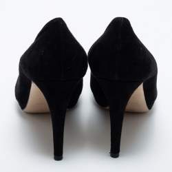 Pre Owned Miu Miu Black Suede Platform Pumps Size 38.5