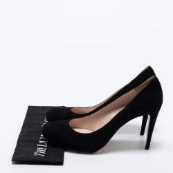 Pre Owned Miu Miu Black Suede Platform Pumps Size 38.5