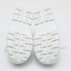 مملوكة مسبقًا Miu Miu White Leather Embellished Platform Derby Sneakers Size 38.5