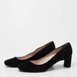 Pre Owned Miu Miu Black Suede Square Toe Pumps Size 42