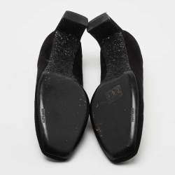 Pre Owned Miu Miu Black Suede Square Toe Pumps Size 42