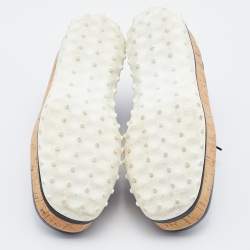 Pre Owned Miu Miu Black Fabric and Patent Leather Astro Cork Platform Sneakers Size 38