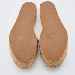 Miu Miu Gold Glitter Platform Espadrille Slides Size 37