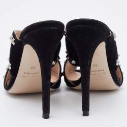 Miu Miu Black Suede Criss Cross Studded Sandals Size 38