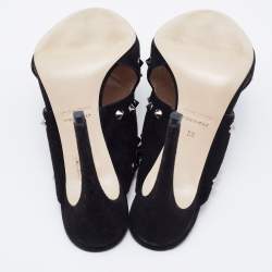 Miu Miu Black Suede Criss Cross Studded Sandals Size 38