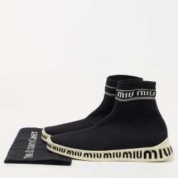 Miu Miu Black Knit Fabric Sock High Top Sneakers Size 39