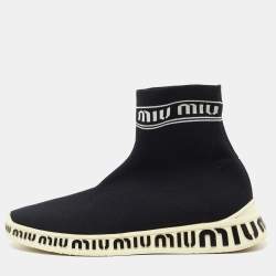 Miu Miu Black Knit Fabric Sock High Top Sneakers Size 39