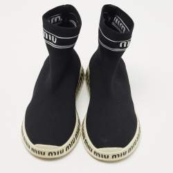 Miu Miu Black Knit Fabric Sock High Top Sneakers Size 39