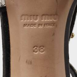 Miu Miu White Crackled Leather Studded Ankle Strap Sandals Size 38