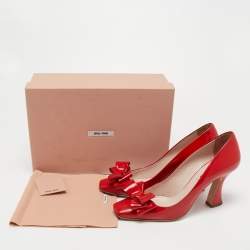 Miu Miu Red Patent Leather Block Heel Pumps Size 40