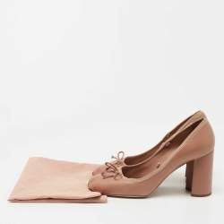 Pre Owned Miu Miu Beige Leather Loafer Pumps Size 38.5