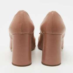 Pre Owned Miu Miu Beige Leather Loafer Pumps Size 38.5