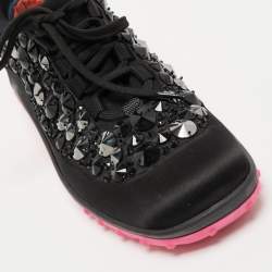 Pre Owned Miu Miu Black Satin Astro Sneakers Size 36