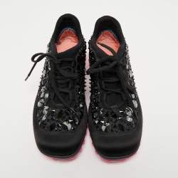 Pre Owned Miu Miu Black Satin Astro Sneakers Size 36
