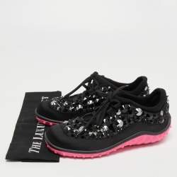Pre Owned Miu Miu Black Satin Astro Sneakers Size 36