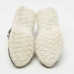 Pre Owned Miu Miu Black Nylon Crystal Embellished Low Top Sneakers 36